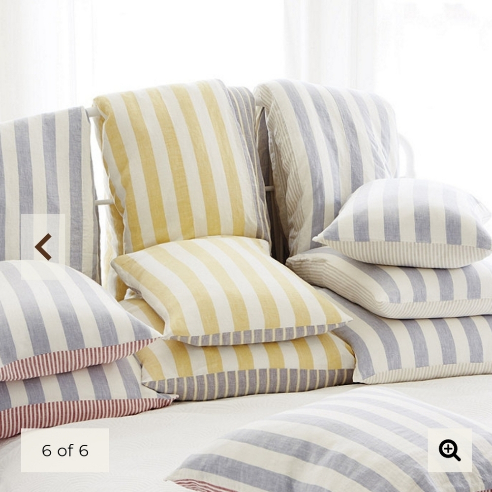 BALLARD DESIGNS King Duvet Riviera Linen Blue & Beige Stripe Duvet + Sham - Picture 3 of 6
